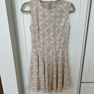 Diane von Furstenberg Jeannie Dress Cream & Tan Henna Print Cotton Fit & Flare